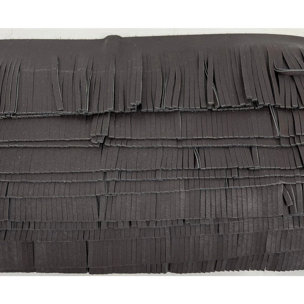 Faux Leather Fringe Trim Chocolate Brown 2.5 Inched wide 12 Yards